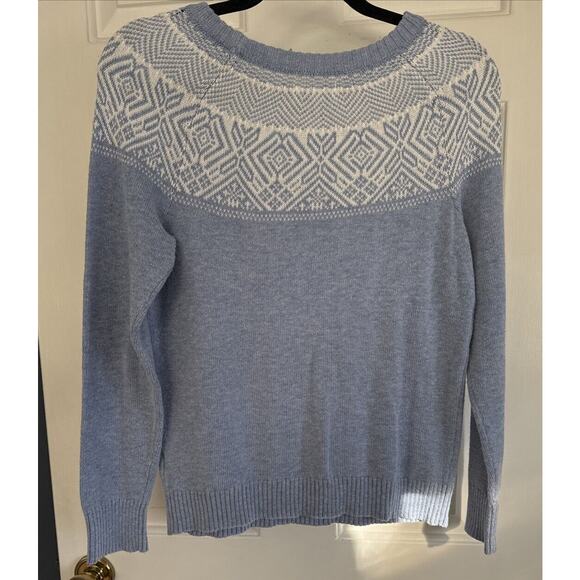 Croft & Barrow Fairisle Sweater Petite small Blue / White Sweater - Picture 5 of 5